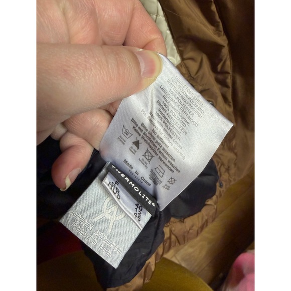 Toni Sailer Quilted Hooded Jacket Brown Metallic Ski Snowboard Womens Size 38 - Picture 10 of 13